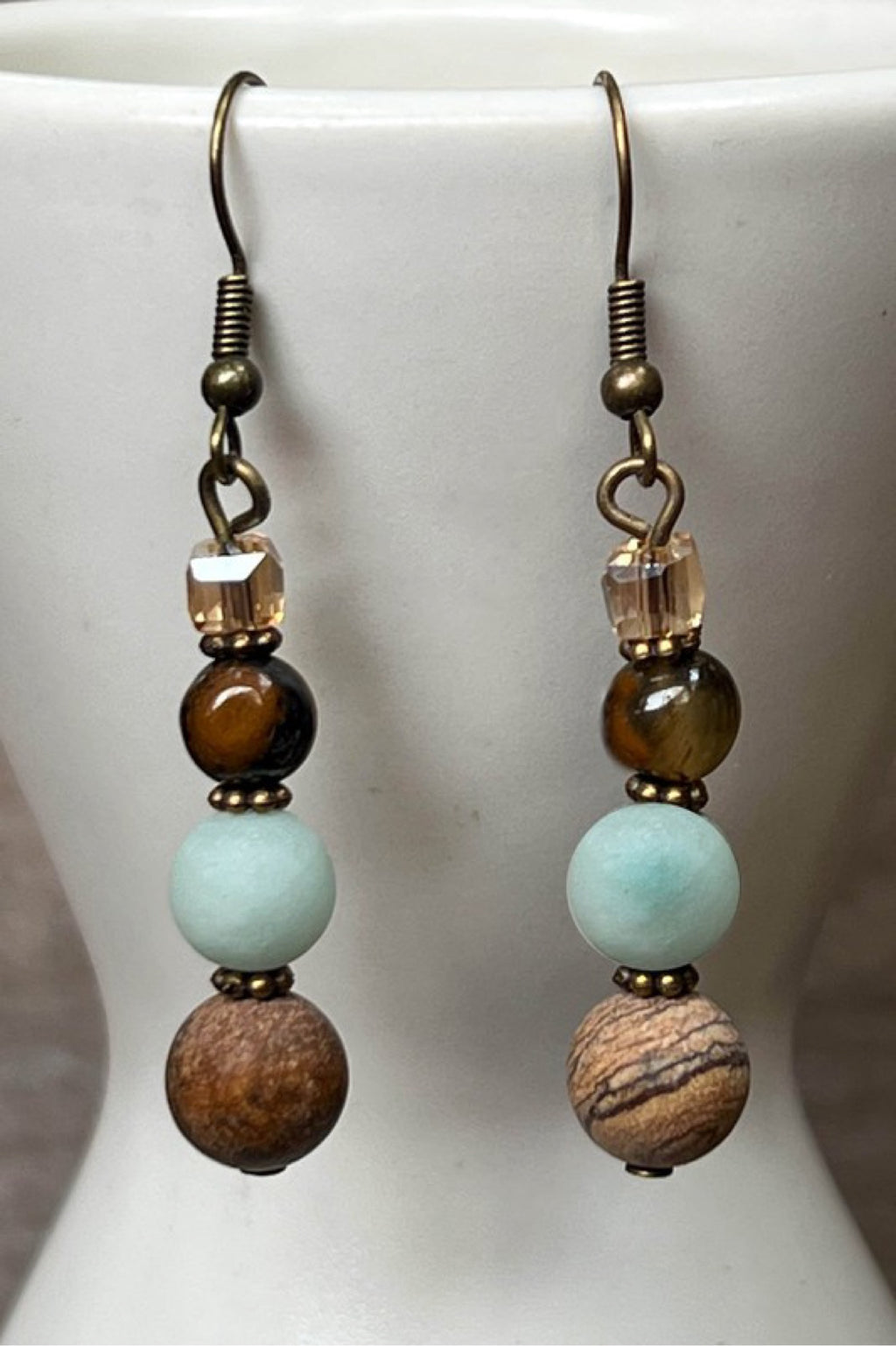 Earth Goddess Drop Earrings – Amazonite Multi-Stone | Stone & Soul Collection