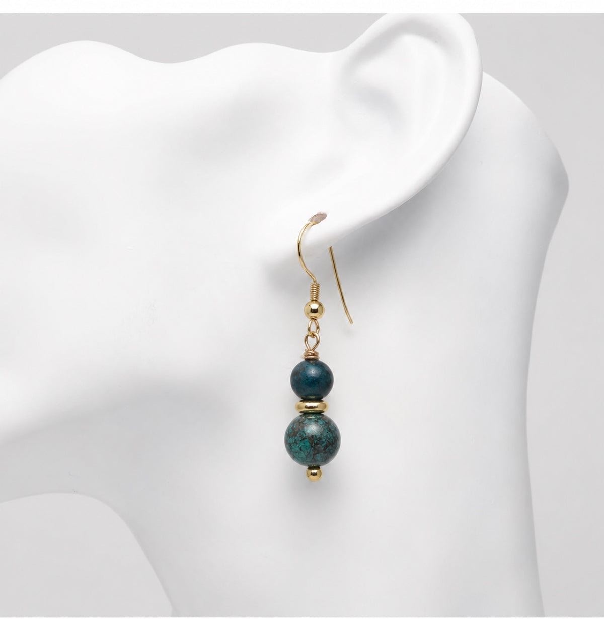 Turquoise Tide Drops worn on ear