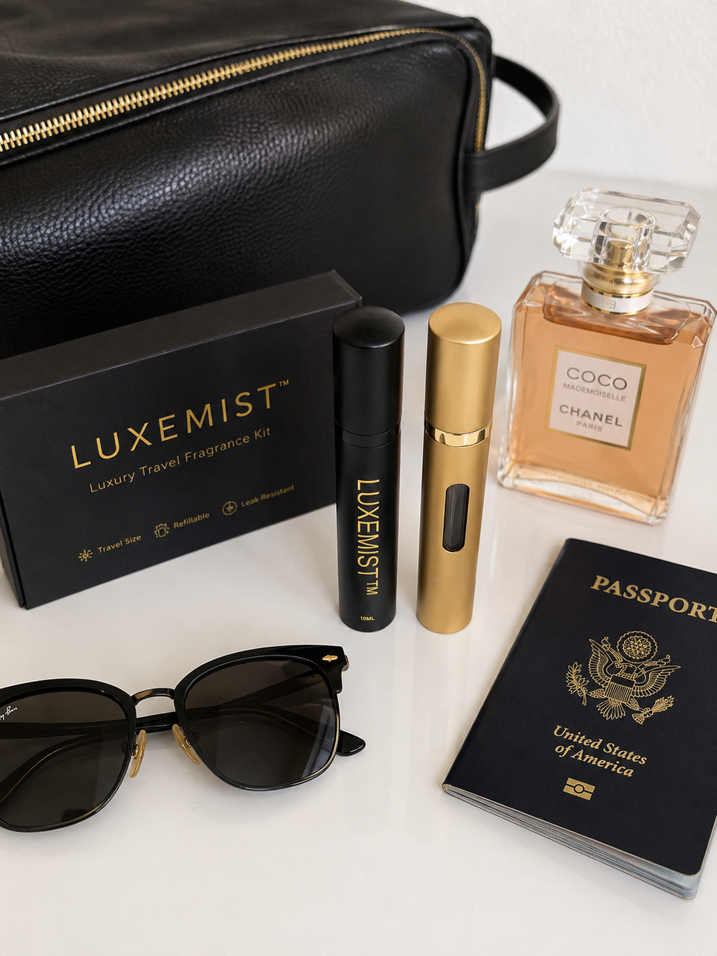 LUXEMIST™ Luxury Travel Fragrance Kit – 2 Premium 10 mL Bottom-Fill Refillable Perfume Atomizers