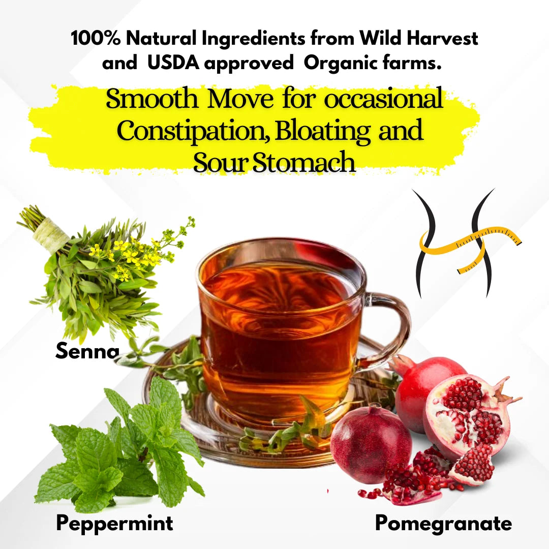 eReco Senna Detox Plus herbal Tea Peppermint & Pomegranate 21 Bags 12oz 340g