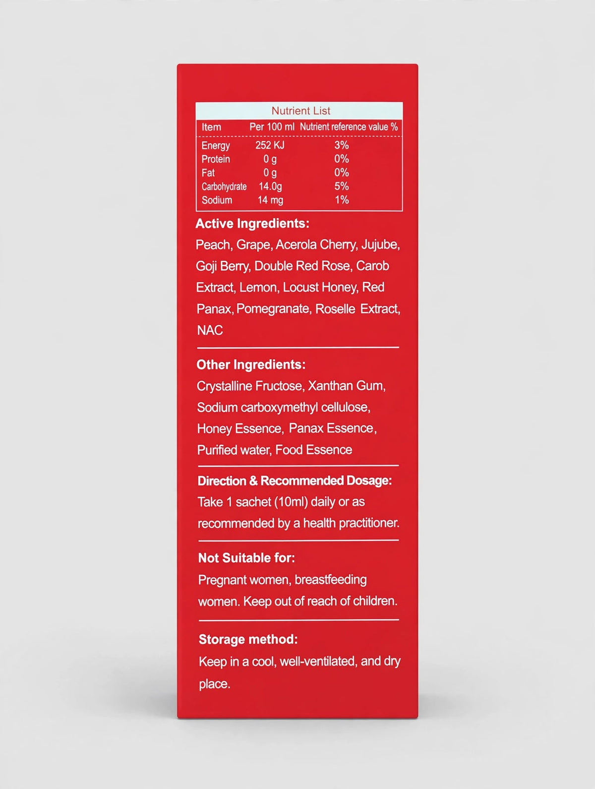 CelGen12 Double Red Rose Liquid - 15 x 10ml Single-Serve Sachets - Mixed Fruit Flavor