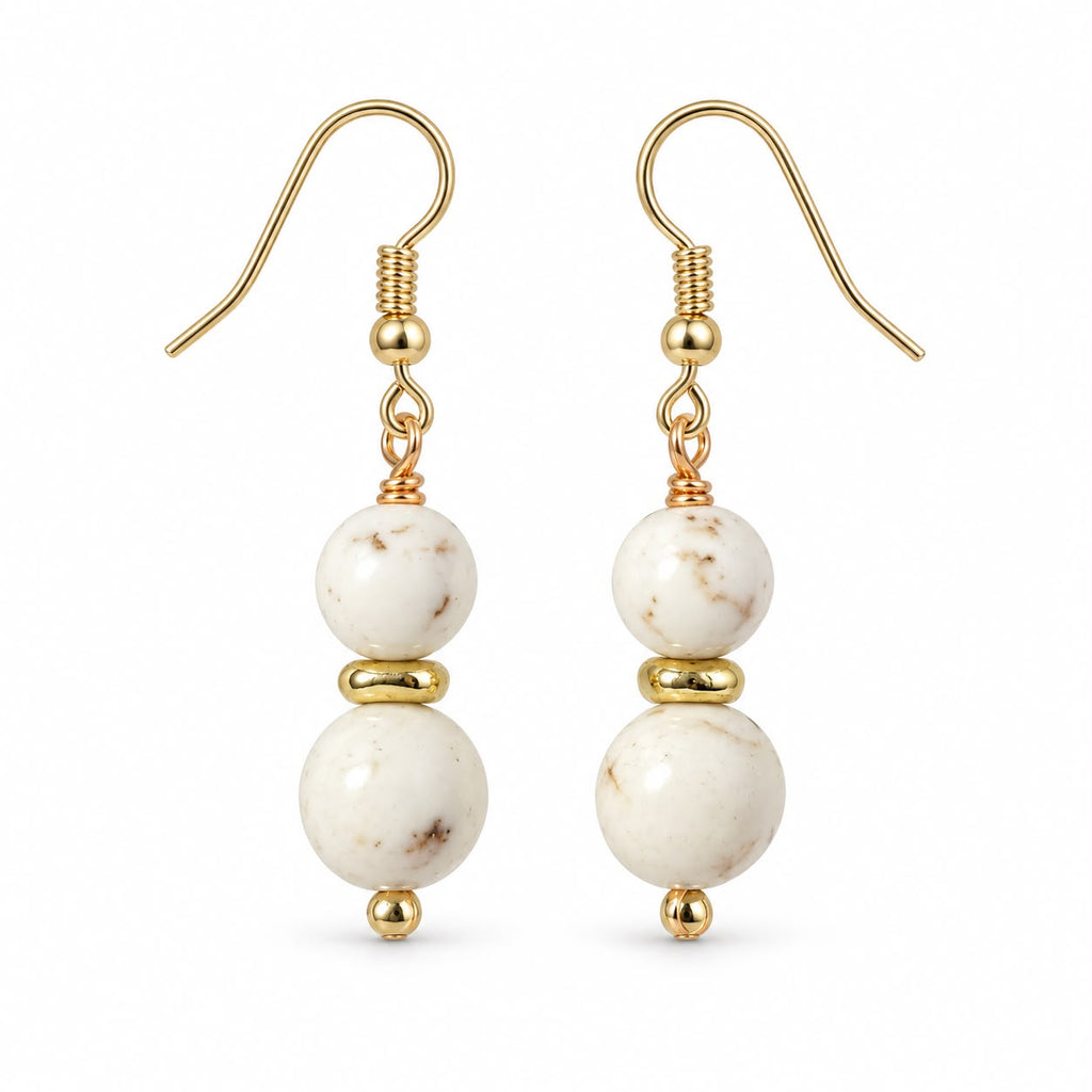 Ivory Serenity Drop Earrings – White Howlite | Stone & Soul Collection