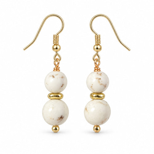 Ivory Serenity Drop Earrings – White Howlite | Stone & Soul Collection