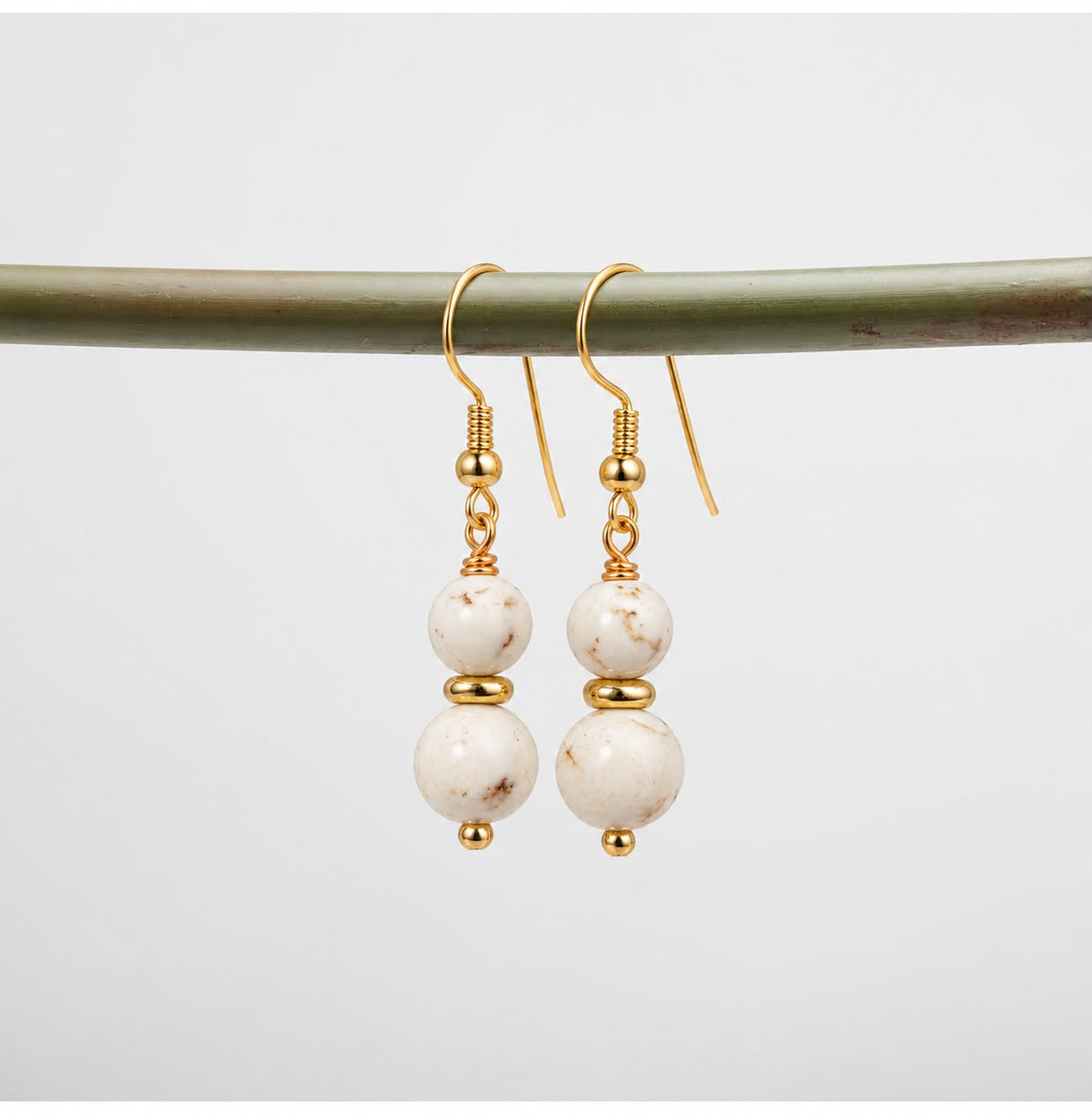 Ivory Serenity Drop Earrings – White Howlite | Stone & Soul Collection
