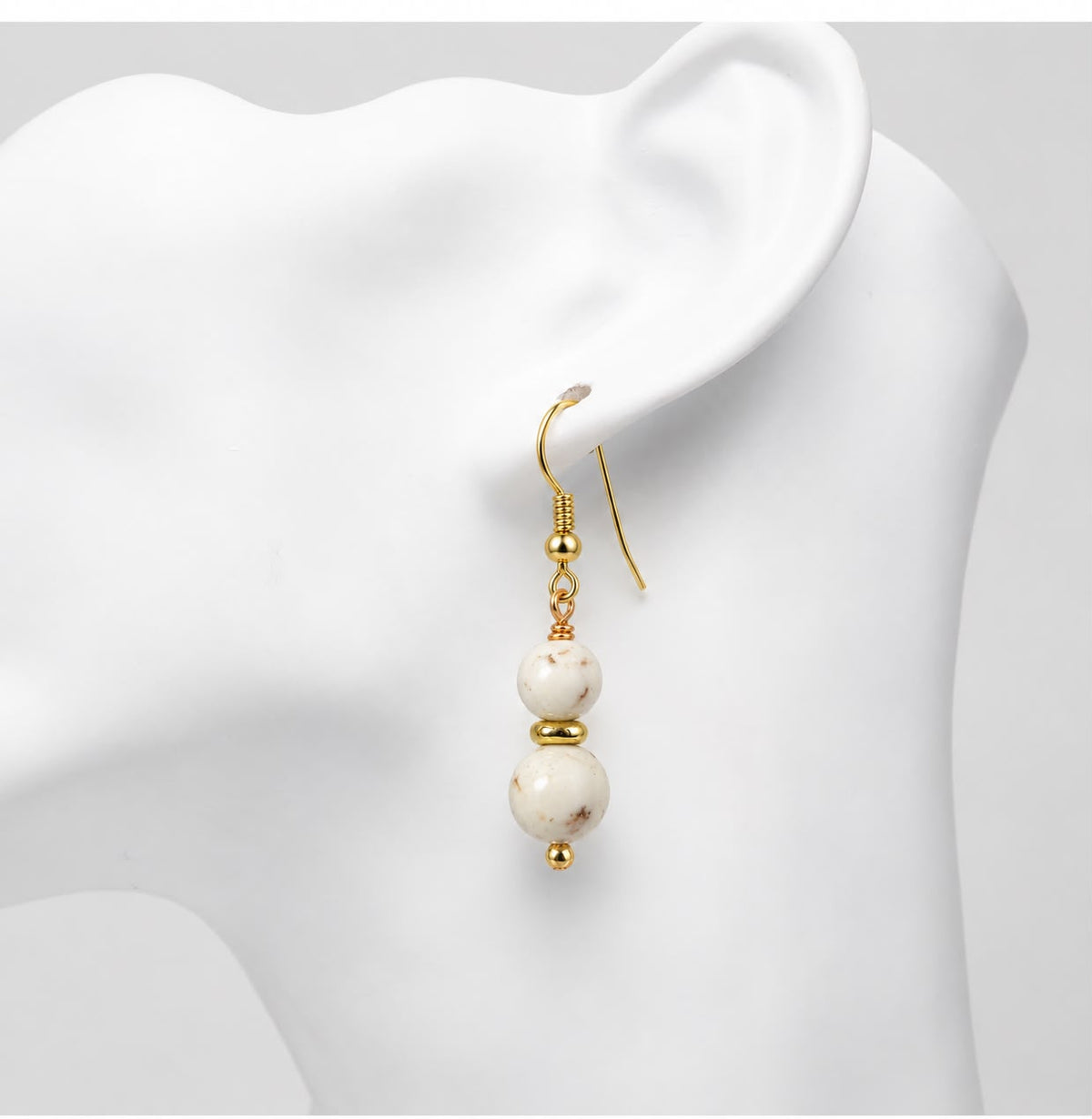 Ivory Serenity Drop Earrings – White Howlite | Stone & Soul Collection