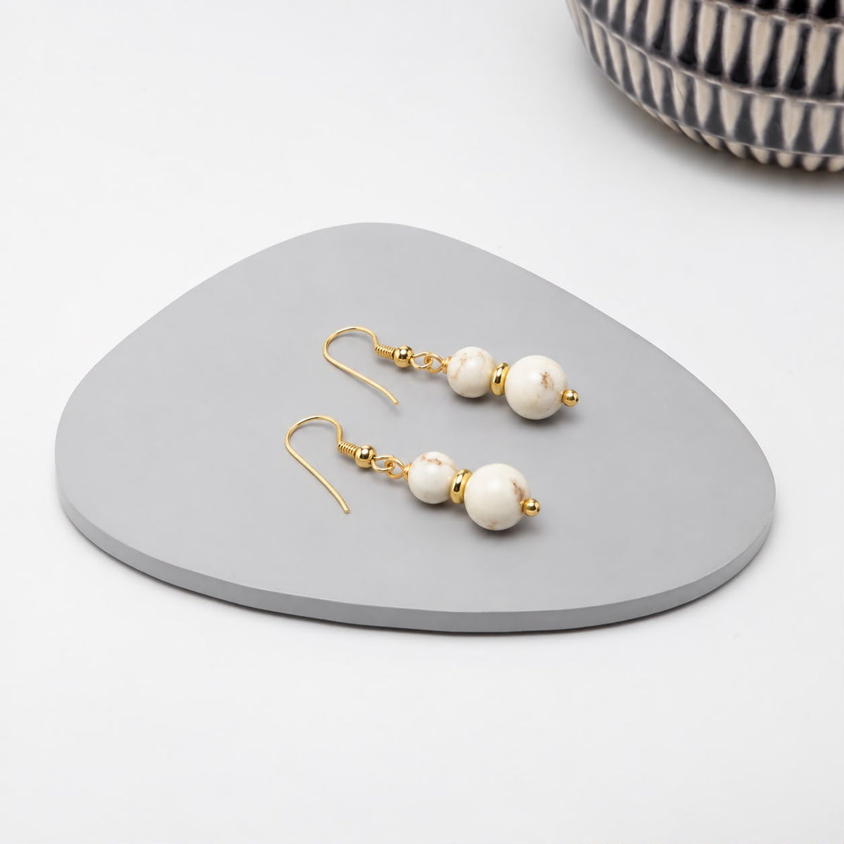 Ivory Serenity Drop Earrings – White Howlite | Stone & Soul Collection