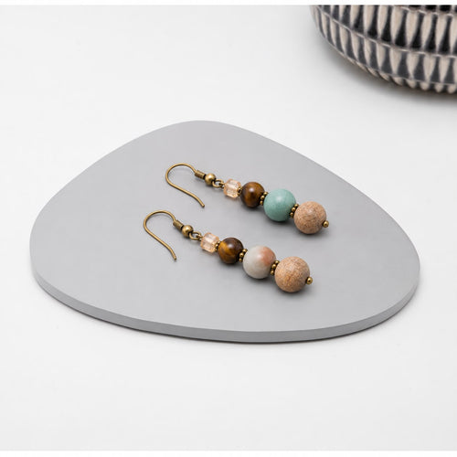 Earth Goddess Drop Earrings – Amazonite Multi-Stone | Stone & Soul Collection