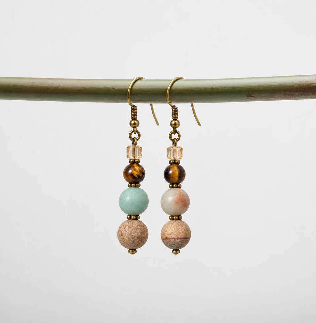 Earth Goddess Drop Earrings – Amazonite Multi-Stone | Stone & Soul Collection