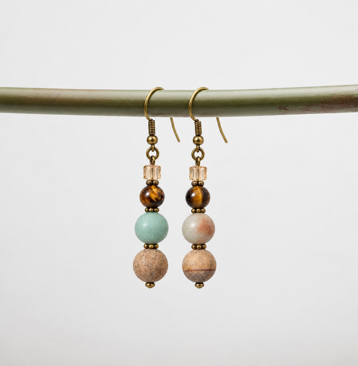 Earth Goddess Drop Earrings – Amazonite Multi-Stone | Stone & Soul Collection