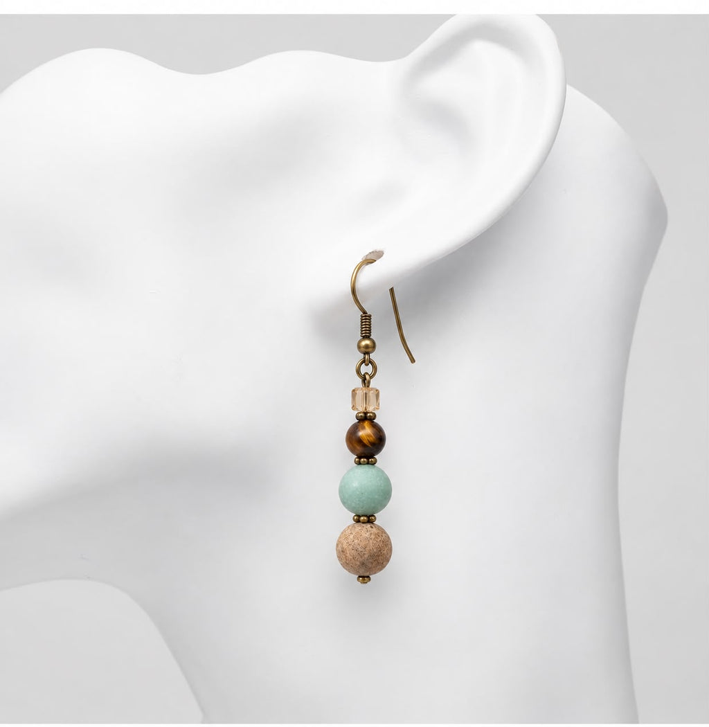 Earth Goddess Drop Earrings – Amazonite Multi-Stone | Stone & Soul Collection