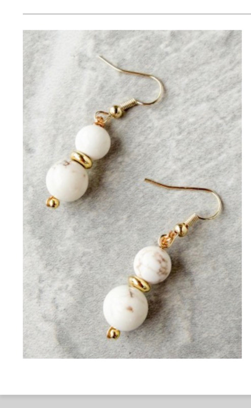 Ivory Serenity Drop Earrings – White Howlite | Stone & Soul Collection